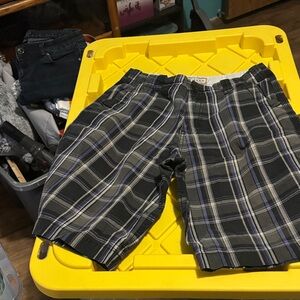 Boys Arizona Plaid Black and Gray Shorts